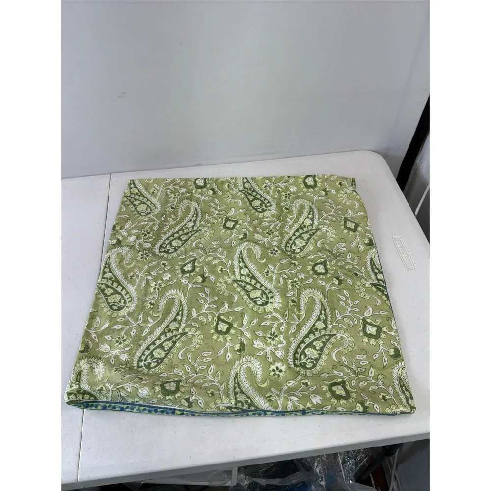 Pottery Barn Paisley Blue Yellow Green Cotton 20x20 Boho Decorative Pillow Cover